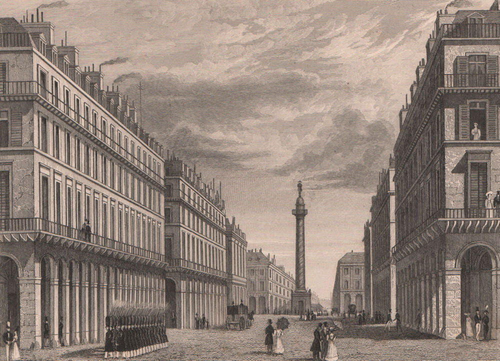 PARIS. Rue Castiglione (qui donne vers la Place Vendôme). BICKNELL 1845 print